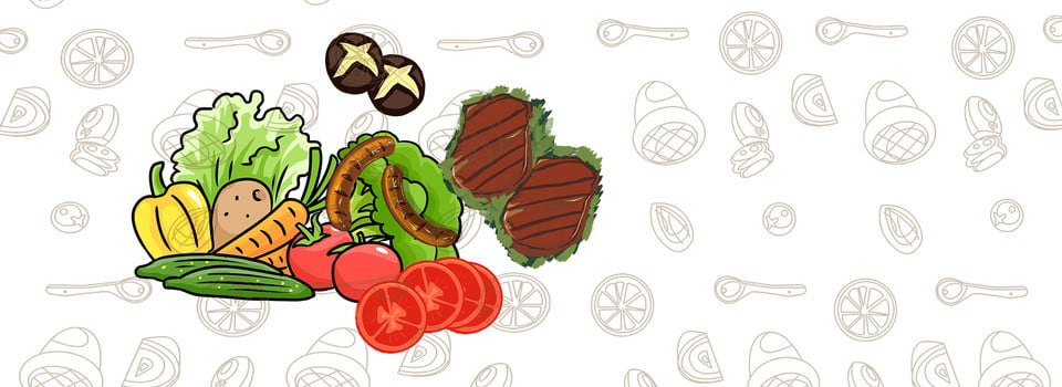 Steak Hand Drawn White Banner, Steak, Cuisine, Delicious Background Image  for Free Download