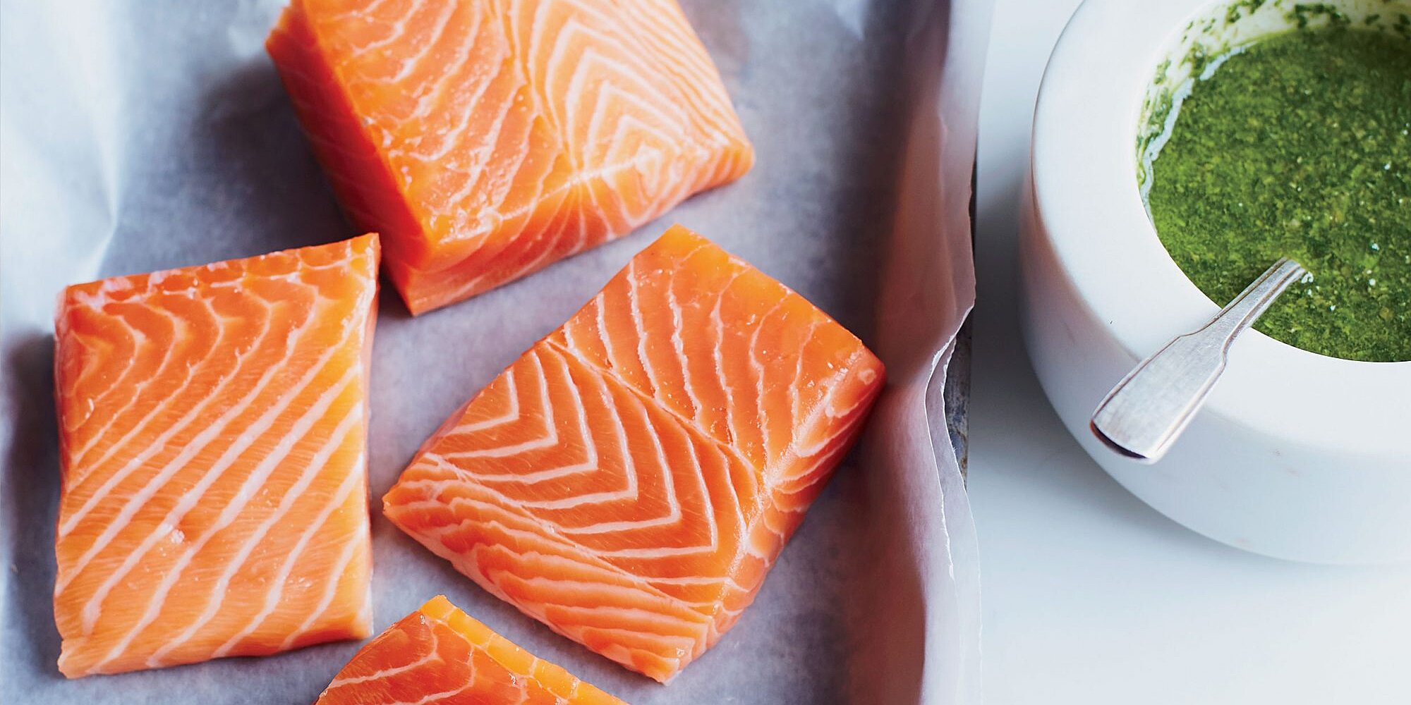 Roast Salmon with Lemony Basil Sauce Recipe - Renee Erickson | Food &amp; Wine